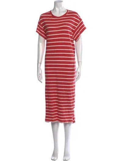 Pre-owned The Great Striped Midi Length Dress In Pink