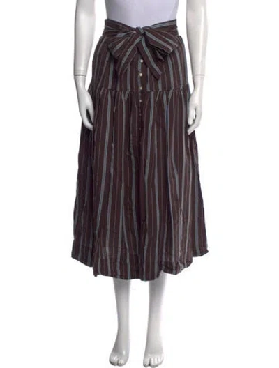 Pre-owned The Great Striped Midi Length Skirt In Gray