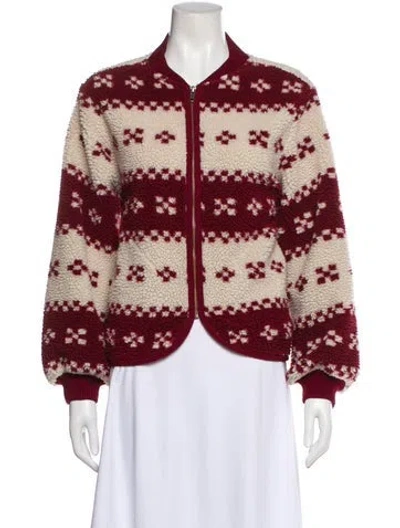 Pre-owned The Great Striped Mock Neck Sweater In Red