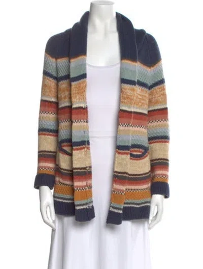 Pre-owned The Great Striped Open Front Sweater In Neutral