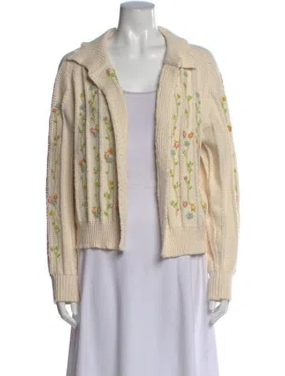Pre-owned The Great Striped Open Front Sweater In Neutral