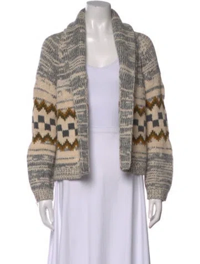 Pre-owned The Great Striped Open Front Sweater In Neutral
