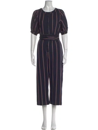 Pre-owned The Great Striped Scoop Neck Jumpsuit W/ Tags In Blue