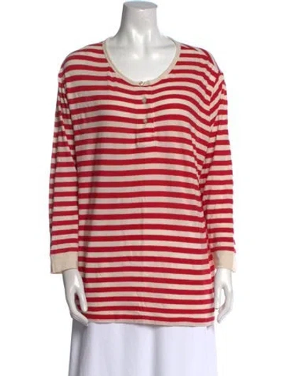 Pre-owned The Great Striped Scoop Neck Tunic In Red