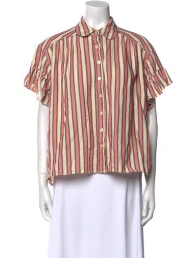 Pre-owned The Great Striped Short Sleeve Button-up Top In Multi
