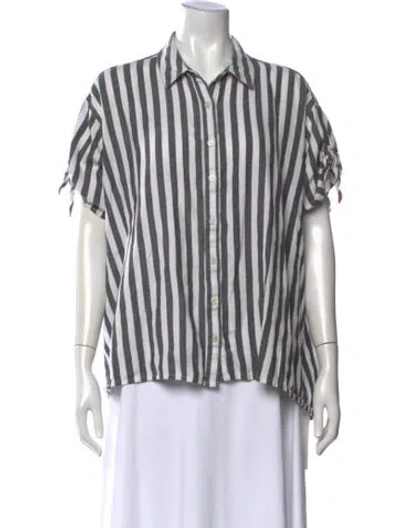 Pre-owned The Great Striped Short Sleeve Button-up Top In Multi