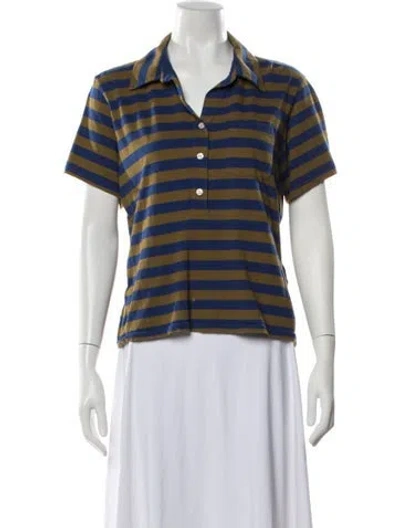 Pre-owned The Great Striped Short Sleeve Polo In Blue