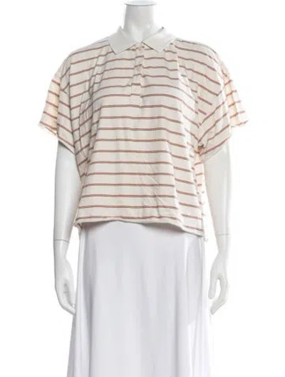 Pre-owned The Great Striped Short Sleeve Polo In Neutrals