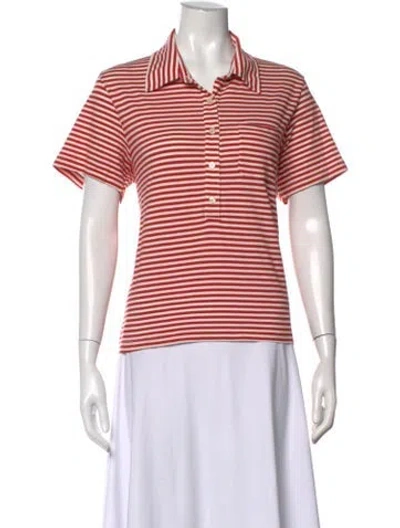 Pre-owned The Great Striped Short Sleeve Polo In Red