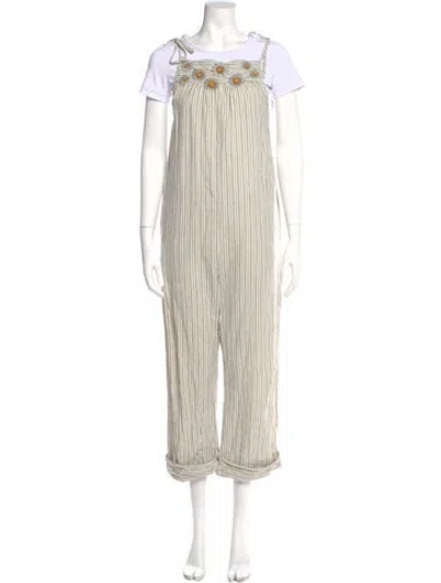 Pre-owned The Great Striped Square Neckline Jumpsuit In Neutral