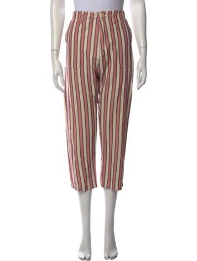 Pre-owned The Great Striped Straight Leg Pants In Pink