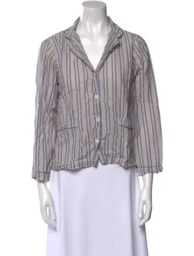 Pre-owned The Great Striped V-neck Button-up Top In Multi