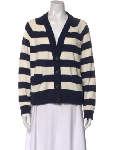 Pre-owned The Great Striped V-neck Sweater In Blue