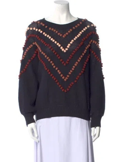 Pre-owned The Great Striped V-neck Sweater In Blue