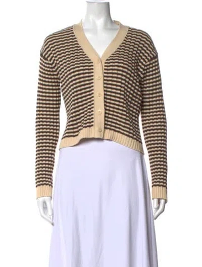 Pre-owned The Great Striped V-neck Sweater In Brown