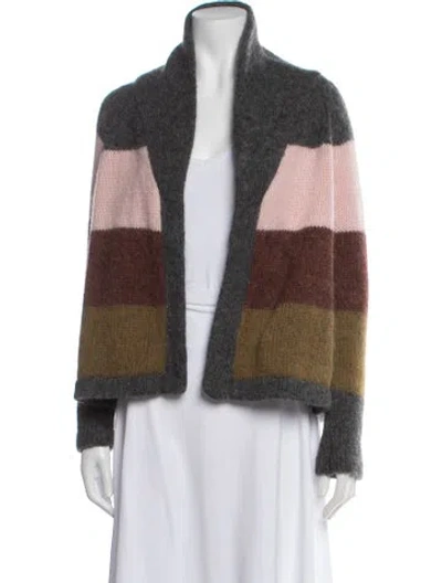 Pre-owned The Great Striped V-neck Sweater In Gray