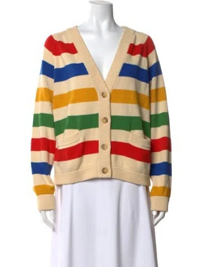 Pre-owned The Great Striped V-neck Sweater In Multicolor
