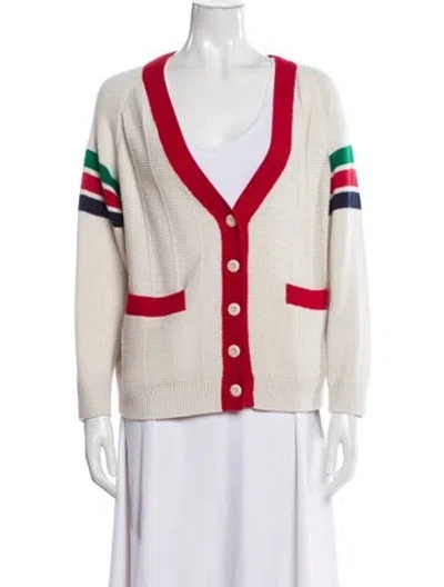 Pre-owned The Great Striped V-neck Sweater In Neutral