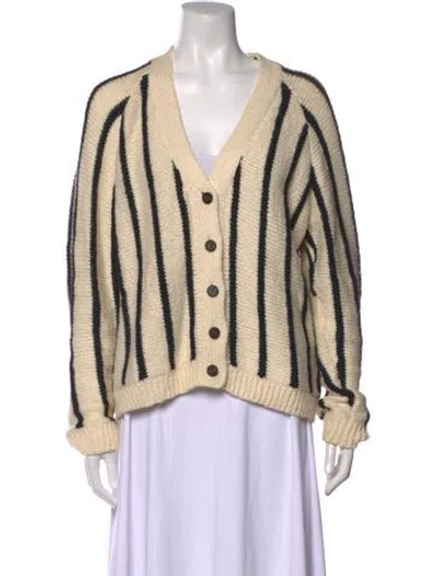 Pre-owned The Great Striped V-neck Sweater In Neutral