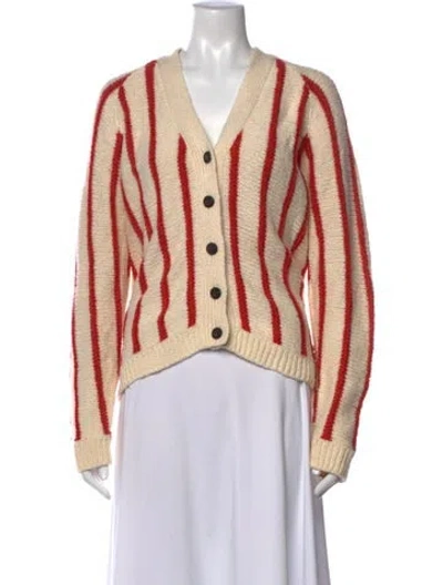 Pre-owned The Great Striped V-neck Sweater In Neutrals
