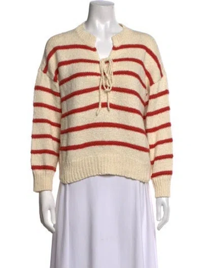 Pre-owned The Great Striped V-neck Sweater In Neutrals