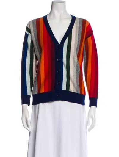 Pre-owned The Great Striped V-neck Sweater In Orange