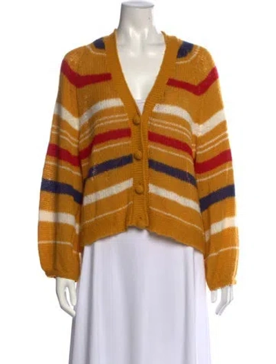 Pre-owned The Great Striped V-neck Sweater In Orange