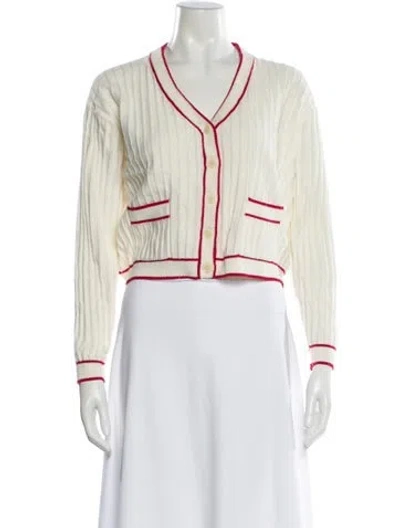 Pre-owned The Great Striped V-neck Sweater In White