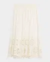The Great Super Bloom Eyelet Midi Skirt In Neutral