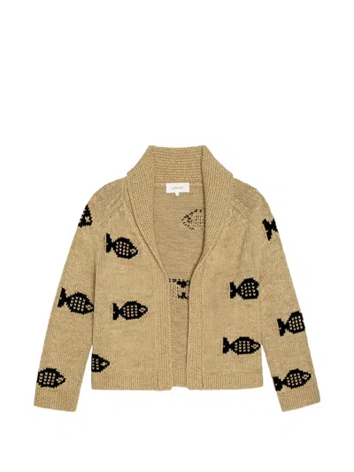 The Great Swimming Fish Shawl-collar Cardigan In Nude