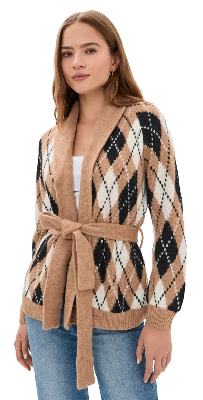 The Great The Argyle Riding Cardigan Camel In Brown