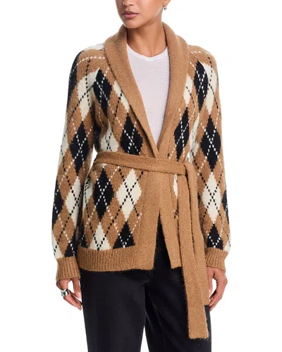 The Great The Argyle Riding V Neck Cardigan Sweater In Blue