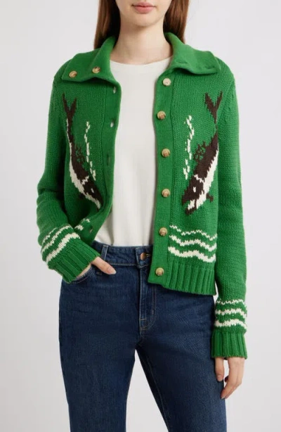 The Great . The Bass Cardigan In Green