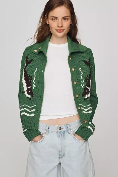 The Great The Bass Cardigan Sweater In Green