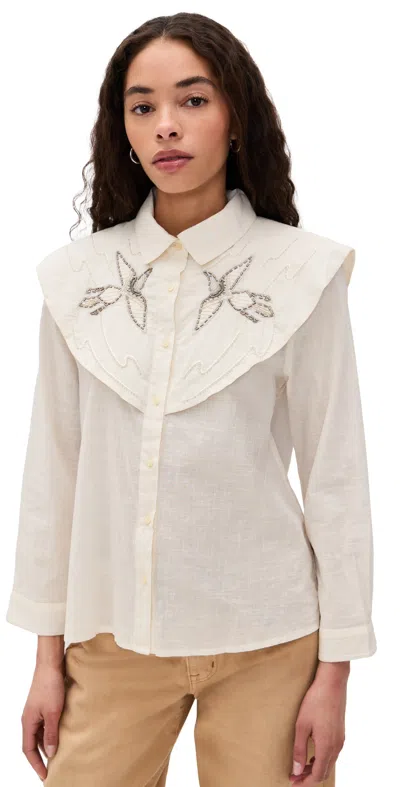 The Great . The Beaded Partridge Shirt In Cream