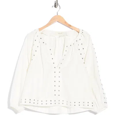 The Great . The Bodega Studded Cotton Poplin Top In White