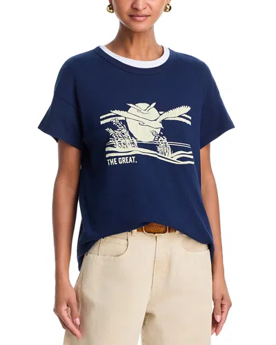 The Great The Boxy Crew Graphic Tee In Blue