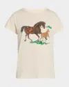 The Great The Boxy Crew Tee With Running Horses In White