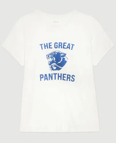 The Great The Boxy Cotton Crewneck Graphic Tee In White