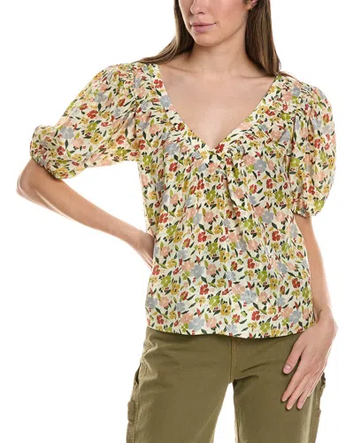 The Great . Woman Top Pastel Yellow Size 2 Silk In Multi