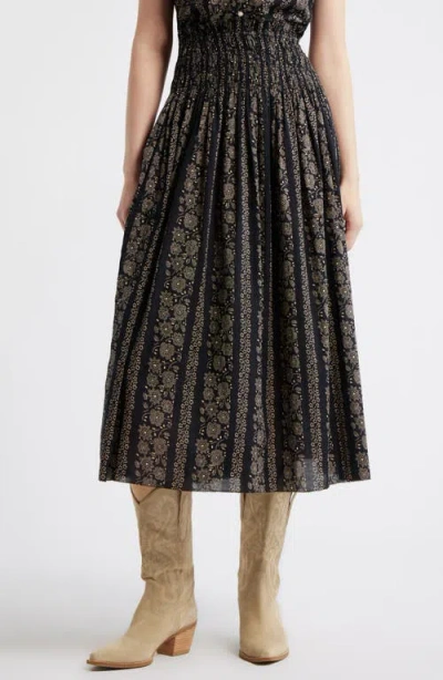 The Great . The Canary Print Midi Skirt In Black