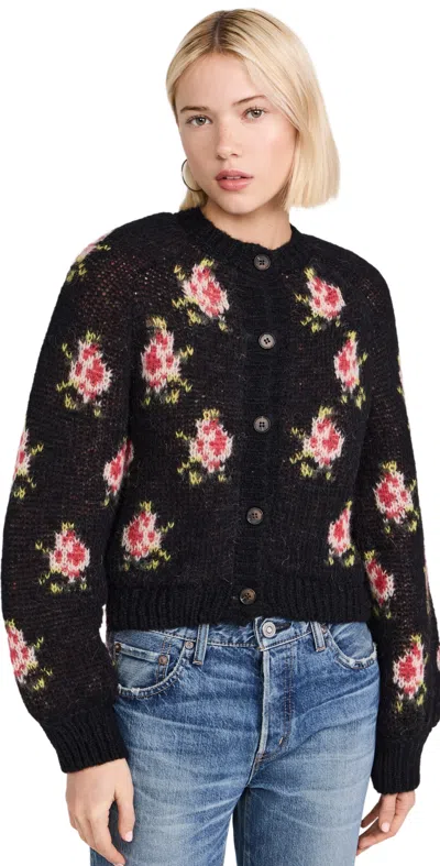 The Great The Carousel Cardigan Black Heirloom Rose