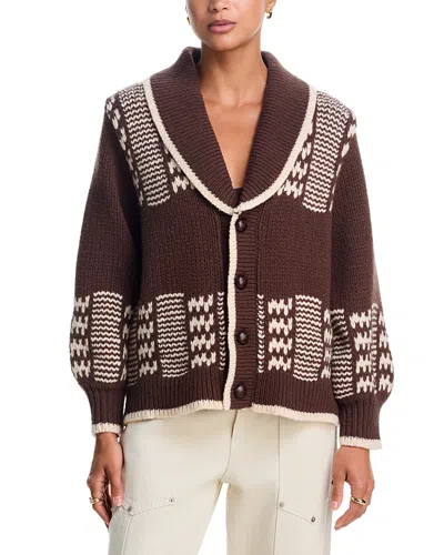 The Great The Chalet Wool Blend V Neck Cardigan Sweater In Brown