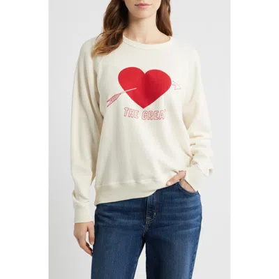 The Great . The College Heart Graphic Sweatshirt In White