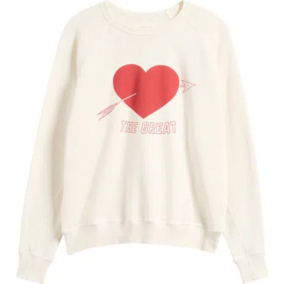The Great . The College Heart Graphic Sweatshirt In White