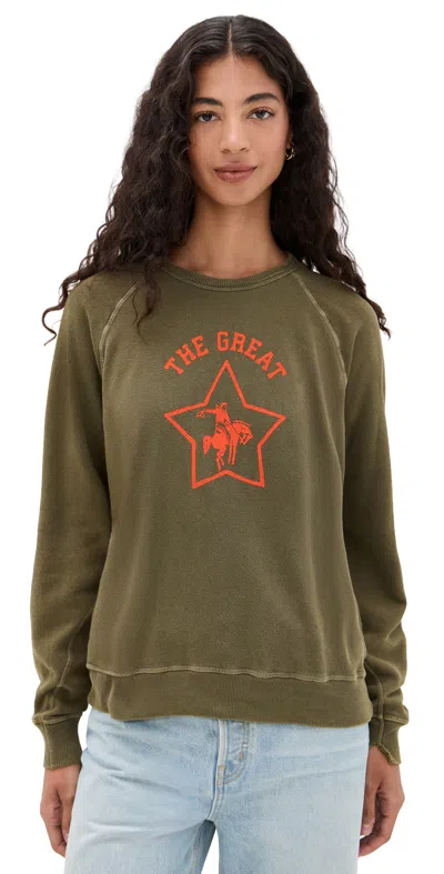 The Great The College Sweatshirt With Rodeo Star Graphic Dark Army In Brown