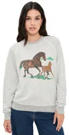 The Great The College Sweatshirt With Running Horses Soft Heather Grey