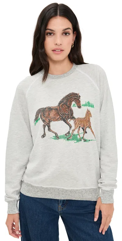 The Great The College Sweatshirt With Running Horses Soft Heather Grey