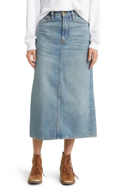 The Great The Column Denim Midi Skirt In Monterey Wash