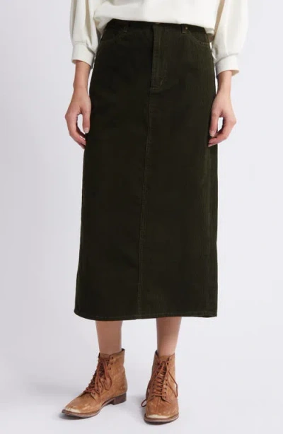 The Great . The Column Finewale Corduroy Skirt In Woodland Green